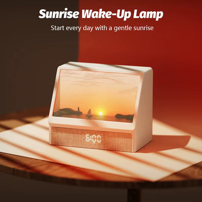 Bluetooth Sunrise Alarm Clock Table Light White Noise Wake up Light with 12 Sounds Dimmable Sleep Clock for Adults Kids Bedroom